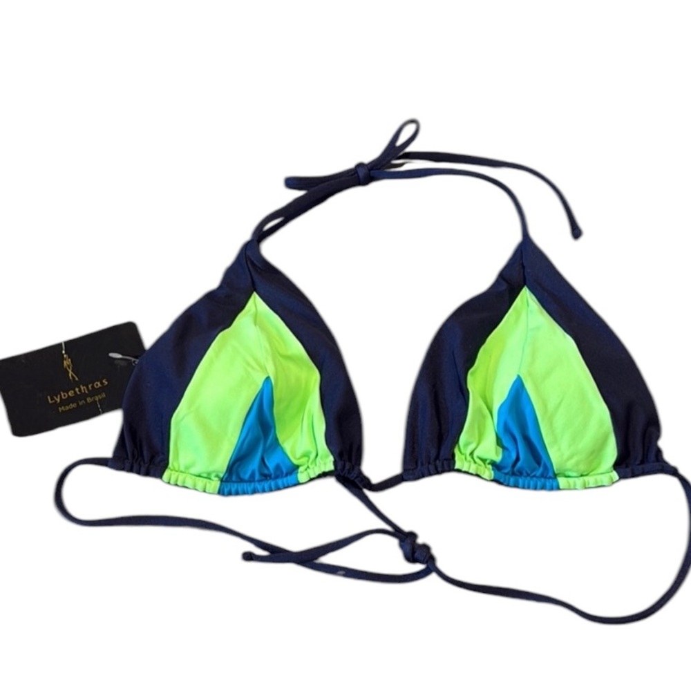 Lybethras Navy and Green Bikini Top